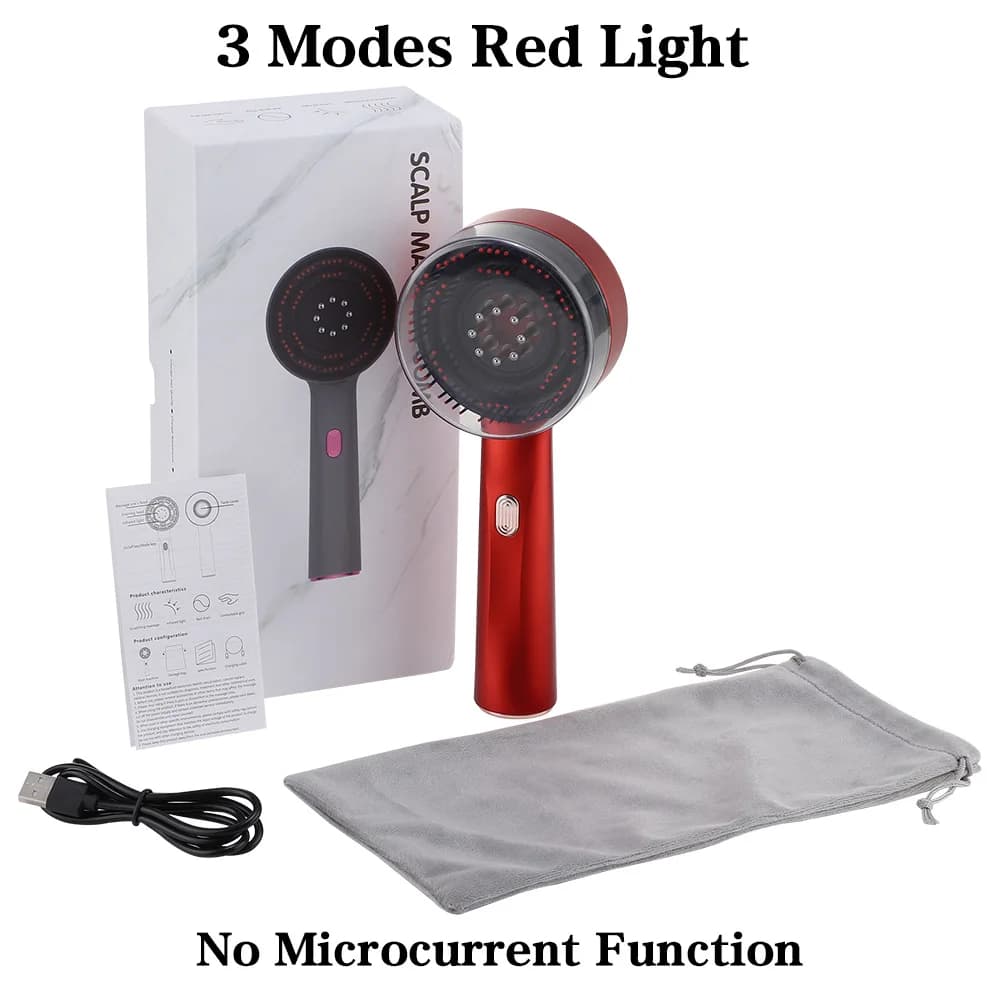 Elektryczny grzebień do masowania skóry głowy mikroprądami 660nm 💆